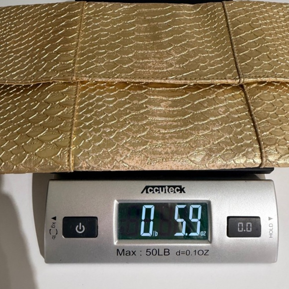 Jessica McClintock Gold Snake Embossed Metallic Clutch Evening Bag - Picture 12 of 12